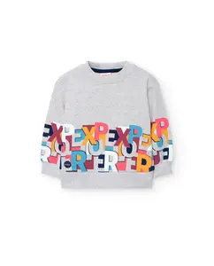 Детская флисовая толстовка с круглым вырезом Boboli, серый