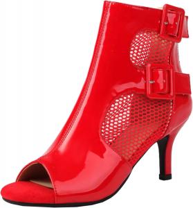 Элегантные летние женские ботильоны на шпильке с открытым носком и молнией XIEPP, Red
