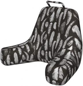 Наволочка для подушки для чтения Lunarable Feather, винтажный рисунок ручной работы, белые перья, бохо-культура, мягкая набивная наволочка, размер XL, угольно-серый и белый цвета., Charcoal Grey And White