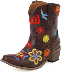 Женские западные ботинки MRKEWUNEY, 33 Brown