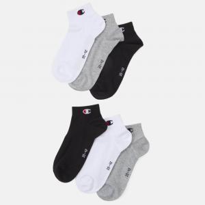 Комплект спортивных носков Champion Quarter Unisex, 6 пар, серый/черный/белый