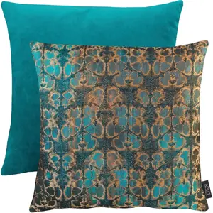 Декоративная подушка Saphir Двусторонний чехол без наполнителя, 1 штука Apelt, Petrol + bedruckt
