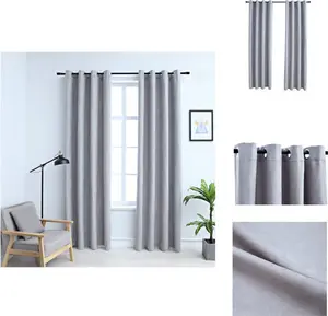 Плотные шторы с металлическими люверсами, 2 шт., серые, 140 x 175 см - Шторы и портьеры vidaXL