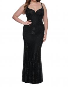 Роскошное платье для выпускного вечера с пайетками и сеткой - Plus, черное La Femme