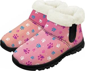 Детские водонепроницаемые зимние ботинки для снега - теплые, с меховой подкладкой для мальчиков и девочек (малыши/маленькие дети/старшие дети), черная подошва Pzuqiu, Dog Paws
