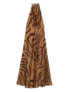 Платье макси с бретелью через шею и принтом в виде вихря Raquel Diniz, нейтральный