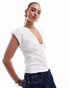 Топ-солнце ASOS DESIGN с вышивкой и кружевной отделкой белого цвета