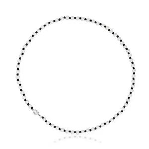 Колье Tous Black Nylon Cultured Pearls Manifesto, черный нейлон/жемчуг