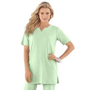 Женская мягкая трикотажная туника больших размеров Roaman's с вырезом и вырезом, цвет Green Mint