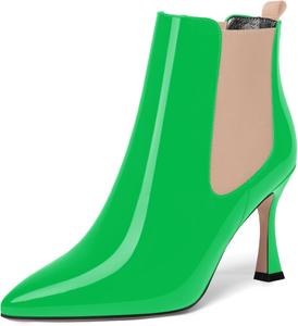 Женские сапоги SKYSTERRY, без застежек, с заостренным носком, до щиколотки, каблук 8,4 см, Beige Green