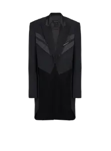 Пиджак с атласными фалдами Balmain, черный