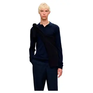 Поло с длинным рукавом Selected Tray, синий