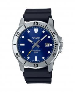 Мужские часы из черной смолы с тремя стрелками, 45 мм, MTPVD01-2EV Casio