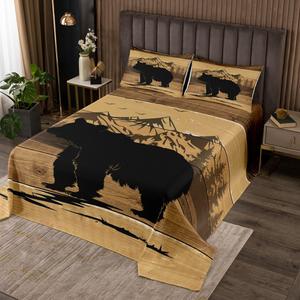 Erosebridal Комплект постельного белья King Size Safari Bear с дизайном сафари и дикой природы, стёганое покрывало чёрно-бежевого цвета из мягкого роскошного материала, Black Beige