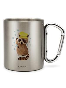 Серебряная термокружка с енотом без надписи Mr. & Mrs. Panda