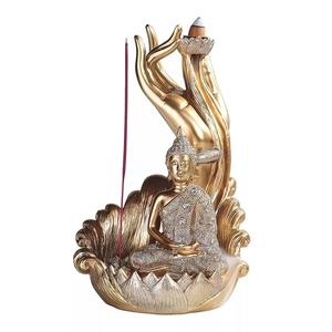 FC Design 8,75 "H Золотой Будда Курильница с обратным потоком Держатель для ароматических палочек