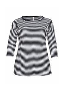 Рубашка в рубчик с полосками окрашенными пряжей Sheego, синий