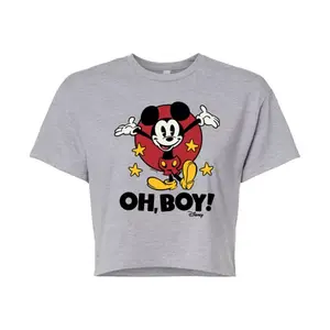 Укороченная футболка с принтом Mickey Oh Boy Juniors Disney, серый