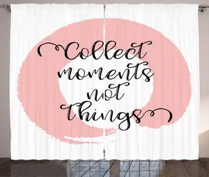 Штора Proverb Rustic от ABAKUHAUS, серия Bold с типографикой, присборенная штора из тесьмы для спальни с петлями и крючками, 280 x 225 см, цвет: розово-коксово-серый белый Abakuhaus