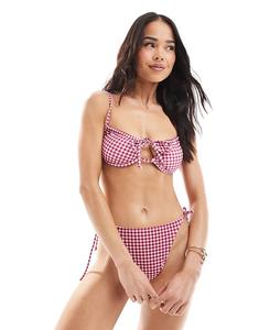 Верх бикини на косточках Brave Soul в красную клетку
