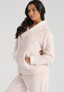 Пижамный комплект LUXURY CABLE CUT FLEECE HOODED TWOSIE Loungeable, розовый