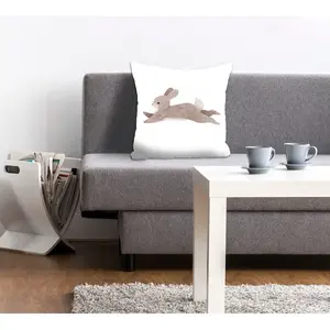 Декоративная подушка Nyoman с лежащим кроликом Queence, Braun + bedruckt