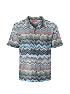 Рубашка с короткими рукавами и зигзагообразным узором Missoni, синий