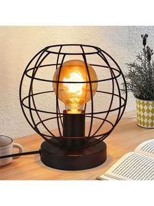 ZMH Настольная лампа черного цвета, 1 лампочка, цоколь E27, винтажный металлический корпус