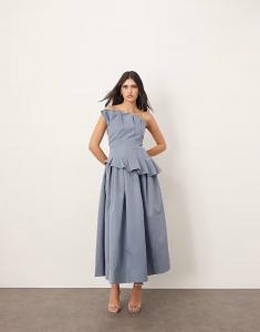 Платье-корсет миди со структурированными складками светло-голубого цвета Arrange