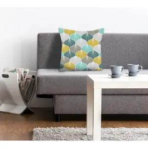 Декоративная подушка queence Klaus, наволочка, листья гинкго, натуральный, зеленый, листовой узор, ботанический, элегантный Queence, Grün/grau + bedruckt