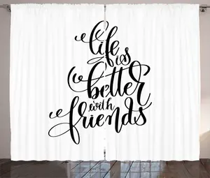 Штора ABAKUHAUS Best Friend в деревенском стиле, однотонная надпись, присборенная тесьма для спальни с петлями и крючками, 280 x 225 см, цвет: антрацитовый серый и белый Abakuhaus