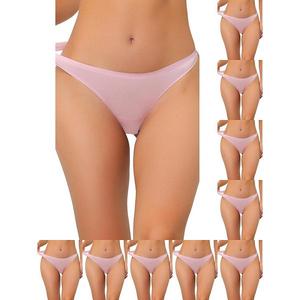 10 пар женского нижнего белья без подкладки из сатина невидимые бикини комфортные стринги no-show Inspire Chic, Pink