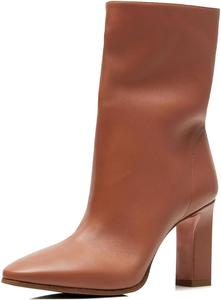 Женские стильные ботильоны Pazzion с закрытым носком на каблуке, высокие массивные каблуки, осень-зима, универсальная обувь для работы и делового стиля, размеры 4-16 US, Tan