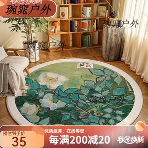 Y U-LIVE Ковер диаметром 300 см для гостиной/спальни в винтажном французском стиле, из велюра и хлопка, модель Wilderness Rose