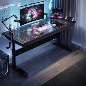 Стол 80х60 см Naijia регулируемый по высоте, компьютерный, игровой, с ящиком, черный, карбон