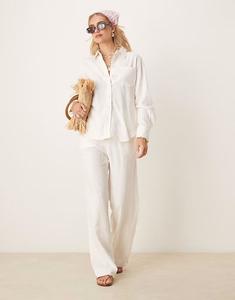 Комбинируемые брюки из льняной ткани с эластичной вставкой, белого цвета Yas