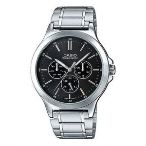 Часы CASIO Waterproof Stainless Steel Men Mens Black Analog, черный