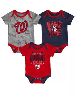 Комплект боди Game Time из трех частей для новорожденных и младенцев, мальчиков и девочек, Washington Nationals, красный, темно-синий, серо-лиловый Outerstuff