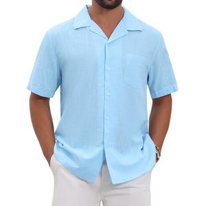 Мужская рубашка с накладным карманом и коротким рукавом Inspire Chic, Light Blue