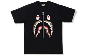 Футболка Bape Forest Camo Shark A BATHING APE, бело-золотая