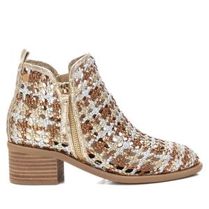 Женские плетеные ботильоны Xti с боковой молнией, золотой