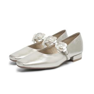 FOXER Блок каблук Мэри Джейн туфли женские шампань голд, цвет Champagne Gold