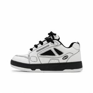 Boldi Kuki Кроссовки для скейтбординга с защитой от истирания, низкие, унисекс, белые с черной строчкой, цвет White with Black Stitching