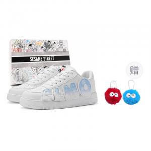 SESAME STREET Тёплые амортизирующие износостойкие низкие скейтерские кроссовки унисекс бело-голубые (включает 1 случайный кулон), цвет White Blue (Includes 1 Random Pendant)