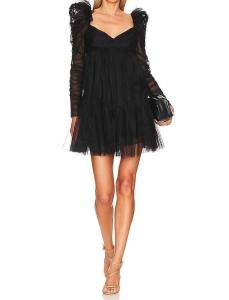 Мини-платье из тюля с драпировкой, черное Zimmermann, черный