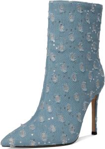 Женские ботильоны Joseywade с высокими каблуками, заостренным носком, тонким шпилькой, каблук 4,5 дюйма, джинсовые, для зимы и осени, Denim2