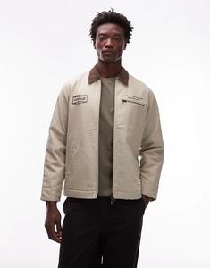 Куртка CAT WWR из парусины с двухсторонней молнией и логотипом кремового цвета