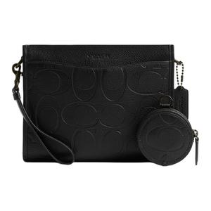 COACH Кожаная наплечная сумка через плечо унисекс большая черная