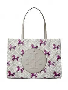 Сумка-тоут с принтом лошадей Ella Tory Burch, серый