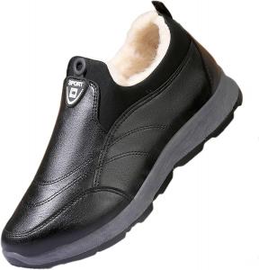 Мужские кожаные водонепроницаемые ортопедические лоферы, зимние утепленные ботинки на меху, ботинки до щиколотки, противоскользящие термальные снегоступы Zplmide, черный